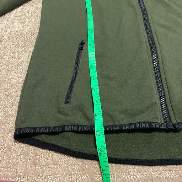 {Victoriaβs Secret | PINK} Green Hooded Zip Up Sweatshirt ~ Size Small - Picture 14 of 16